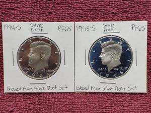 lot 328 image: 2 90% Silver Kennedy Half Dollar Proofs 1994-S & 1995-S