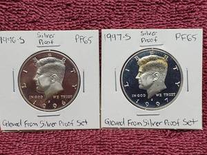 lot 329 image: 2 90% Silver Kennedy Half Dollar Proofs 1996-S & 1997-S