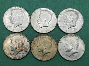lot 335 image: 6 40% Silver Kennedy Half Dollars