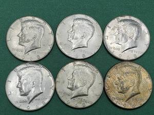 lot 336 image: 6 40% Silver Kennedy Half Dollars