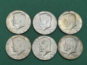 lot 337 image: 6 40% Silver Kennedy Half Dollars