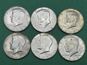 lot 338 image: 6 40% Silver Kennedy Half Dollars