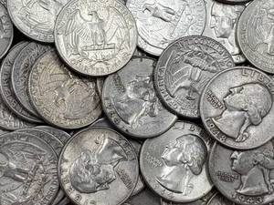lot 356 image: 9 (nine) 90% Washington Quarters from Bag Photo is representative