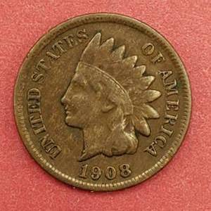 lot 15C image: 1908-S Indianhead Cent Higher Grade KEY Problem Free
