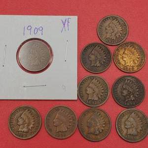 lot 364 image: 10 Lil Indians Indanhead Cents see List
