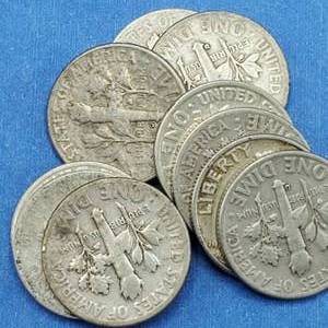 lot 374 image: 10 Roosevelt Dimes 90% Silver
