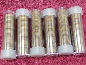 lot 386 image: 6 Tubes of Lincoln Wheat Cents ALL Have S Mint Marks