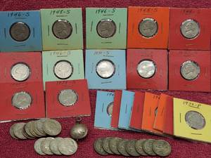 lot 390 image: Nickel Lot 8 35% Silver Jeffersons, a 1939-S Jefferson, 4 Buffalo and 27 older Jeffersons