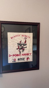 lot 32E image: Runnin rebels framed 3 point hanky Las Vegas Nevada