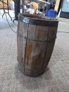 lot 34 image: Vintage Wooden Nail Keg
