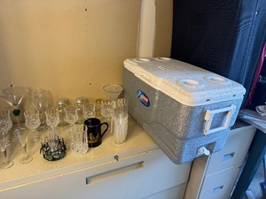 lot 30 image: Coleman Cooler (28 x 14 x 15) filled with GlasswareDrinkware