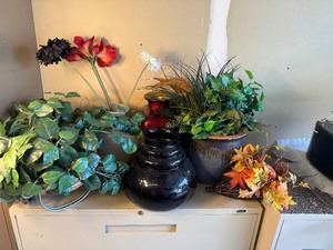 lot 38 image: Large Vases, Planters and Artificial Flowers