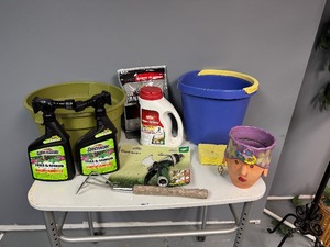 lot 52 image: Gardening Helpers, Insect Control, Nozzle, Unique Planter, Bucket and XL Sponge