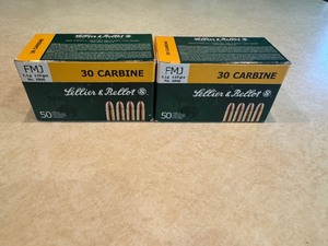 lot 12 image: Two Boxes 30 Carbine FMJ Lellier & Bellot (50 rounds per box)