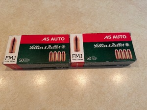 lot 15 image: Two Boxes .45 Auto FMJ Lellier & Bellot (50 rounds per box)