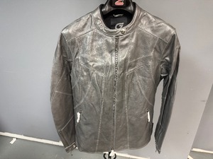 lot 83 image: Womens Gray Leather Jacket (Sz 12) Hein Gericke
