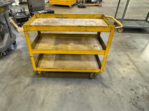 lot 92 image: Yellow Metal Rolling Cart (40.5 x 17.75 x 31)