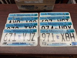 lot 117 image: Eight Minnesota License Plates