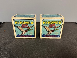 lot 124 image: Two Boxes Vintage Shotgun Shells Paper shells (not plasticnot reloads) Federal Hi-Power 12 gauge #6 Shot