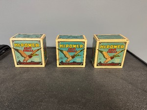 lot 125 image: Three Boxes Vintage Shotgun Shells Paper shells (not plasticnot reloads) Federal Hi-Power 12 gauge #6 Shot