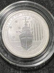 HALF TROY OZ .999 FINE SILVER BATTLE OF THE CORAL SEA ROUND IN AIRTITE