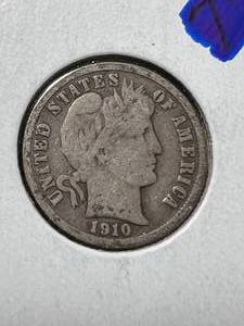 lot 09 image: 1910-D US BARBER DIME