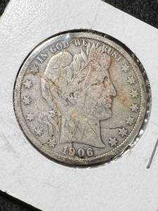 lot 28 image: 1906-D US BARBER HALF DOLLAR