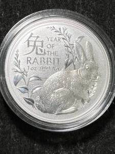 lot 34 image: 1 TROY OZ .999 FINE SILVER 2023 AUSTRALIAN YEAR OF THE RABBIT IN AIRTITE