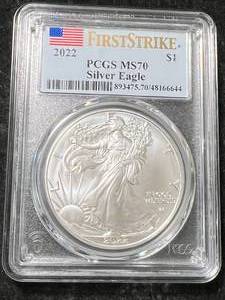 lot 55 image: 2022 AMERICAN SILVER EAGLE PCGS MS70