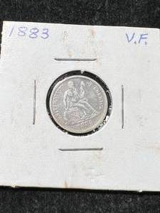 lot 73 image: 1883 US SEATED LIBERTY DIME