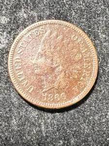 lot 75 image: 1866 US INDIAN HEAD CENT