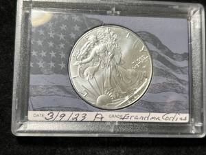 lot 77 image: 2023 AMERICAN SILVER EAGLE 1 TROY OZ .999 FINE SILVER IN CASE