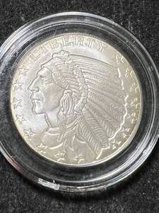 lot 78 image: HALF TROY OZ .999 FINE SILVER INDIAN ROUND IN AIRTITE