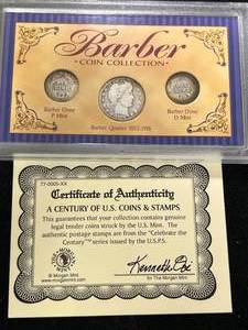 lot 89 image: US BARBER COIN COLLECTION 3 COIN SET