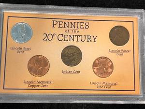 lot 90 image: PENNIES OF THE 20TH CENTURY 5 COIN SET