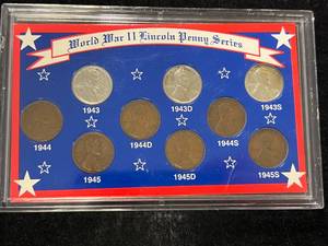lot 91 image: WWII US LINCOLN PENNY SERIES 9 COIN SET