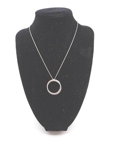 lot 66 image: 14K Gold & Sterling Silver Diamond Twist Necklace- 4.92 grams