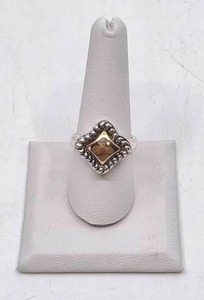 lot 71 image: 14K Gold & Sterling Silver Ring- Size 8.75, 10.89 grams