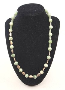 lot 90 image: Sterling Silver, Jade, & Quartz Necklace- 44.21 grams