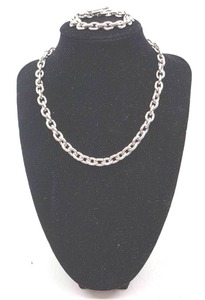 lot 99 image: Sterling Silver Chain Link Necklace & Bracelet- 70.5 grams