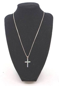 lot 101 image: Sterling Silver & Opal Cross Necklace