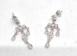 lot 106 image: Sterling Silver & Cubic Zirconia Dangle Earrings- 3.96 grams