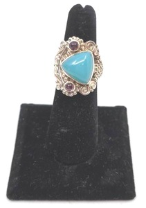 lot 107 image: Sterling Silver, Garnit, & Chalcedony Sajen Ring- Size 6, 16.25 grams