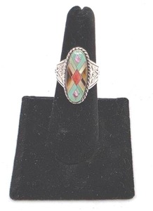lot 114 image: Relios Sterling Silver Inlaid Southwest Native American Ring- Size 6