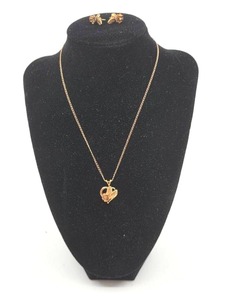 lot 126 image: Gold-Filled Floral Rose Earrings and Necklace