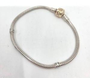lot 159 image: Pandora Moments 14K Gold & Sterling Silver Snake Chain Bracelet