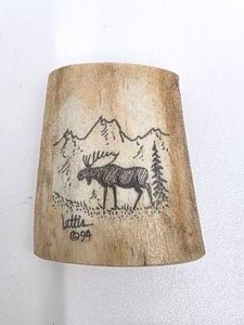 lot 163 image: Extremely Rare 1994 Mike Lettis Caribou Scrimshaw Art