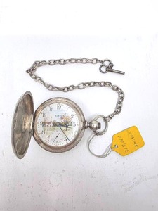 lot 167 image: 1874 Antique Elgin Coin Silver Painted Enamel Dial Pocket Watch