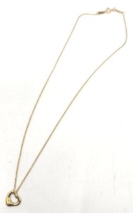 lot 10 image: Beautiful Tiffany & Co Elsa Peretti Open Heart Necklace in 18k Gold - 16 Chain