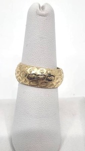lot 37 image: Wide Textured 14k Yellow Gold Band Ring - Size 7 - 8.2mm Wide